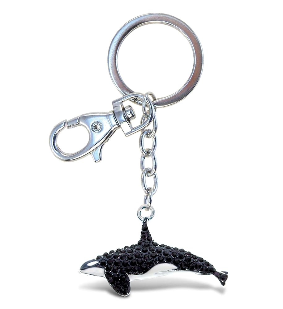 Aqua 79 Killer Whale Keychain - 3D Silver Sparkling
